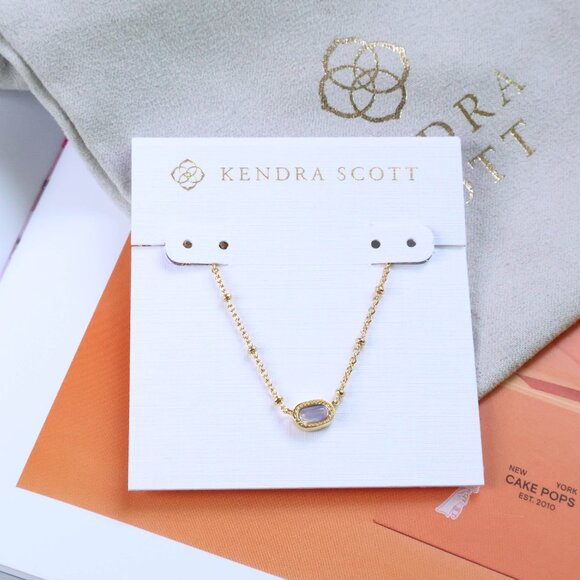 Kendra Scott Mini Elisa Pink Opalite Crystal Gold Satellite Short Necklace | NEW - Picture 1 of 2